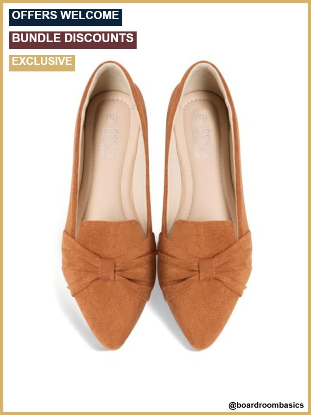 Women's Pointed Toe Ballet Flats Bow Slip On Memory Foam Suede Dress Shoes